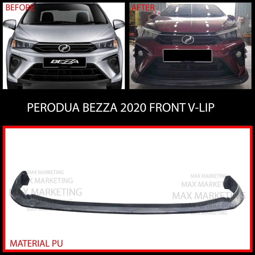 PERODUA BEZZA 2020 FRONT V-LIP (PU) POLYURETHANE SKIRT LIP BODYKIT ...