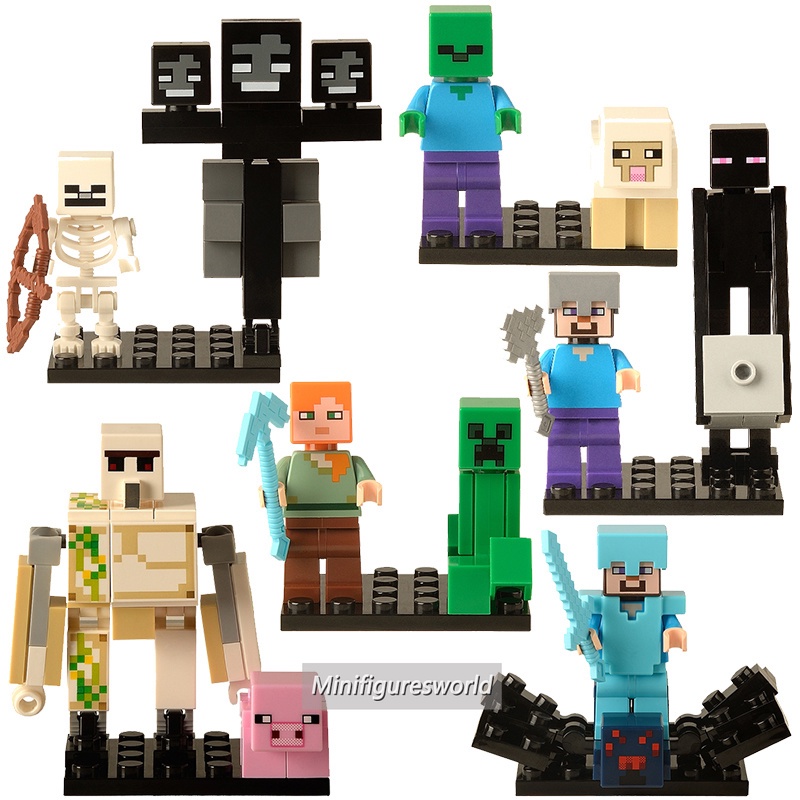 Toys Ts Minifigures Ocelot Spider Steve Alex Skeleton Sheep Creeper Enderman Game Minecraft 3051