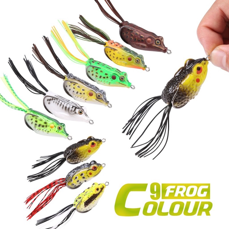 Frog Fishing Lure, Hollow Body Frog Topwater Soft Baits Lures (9 Pcs)