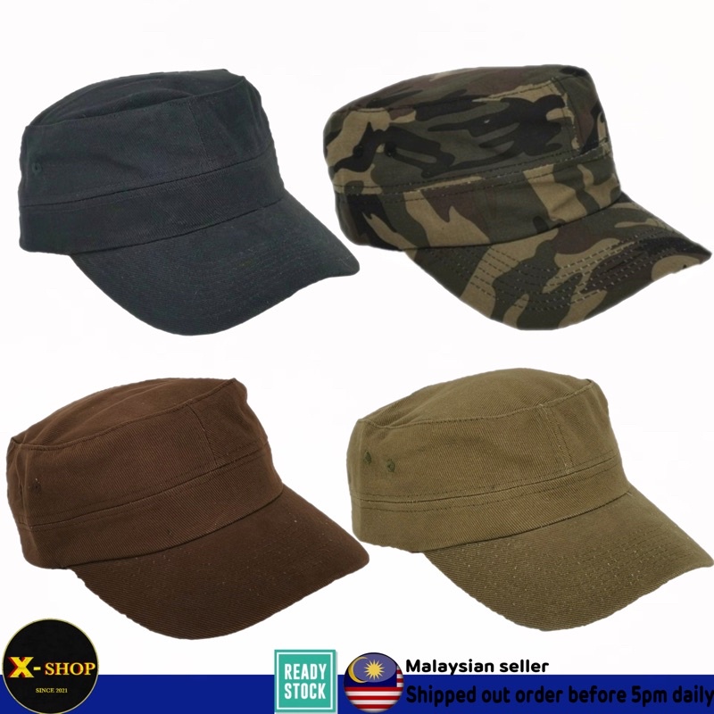 Promotion🇲🇾Unisex army cap military outdoor style plain hat short brim ...