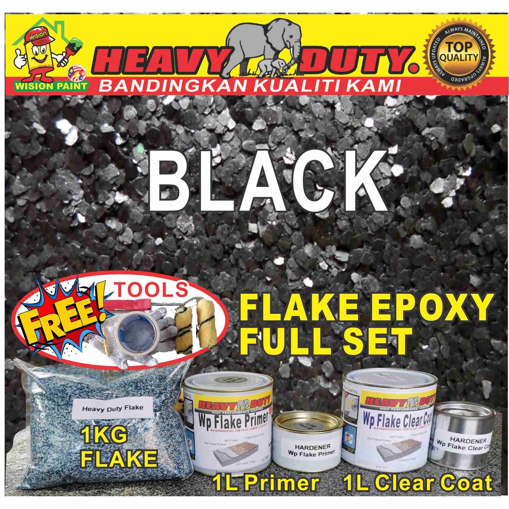 ( BLACK ) full set flake coating DIY ( FREE Tools / 1kg Wp Flake / 1L ...