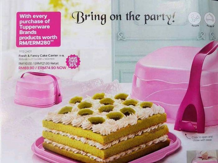 Tupperware Slide N Serve / Fresh Fancy Cake Carrier 6L (Cake Taker ...