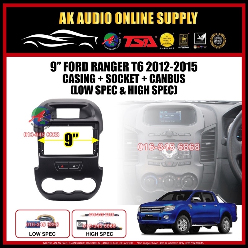 Ford Ranger T6 2012-2015 (Low Spec & High Spec)Android Player 9