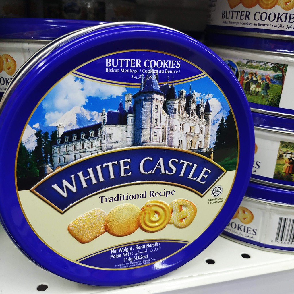 80g Metal Round Box/160gm Plastic Pack White Castle Butter Cookies