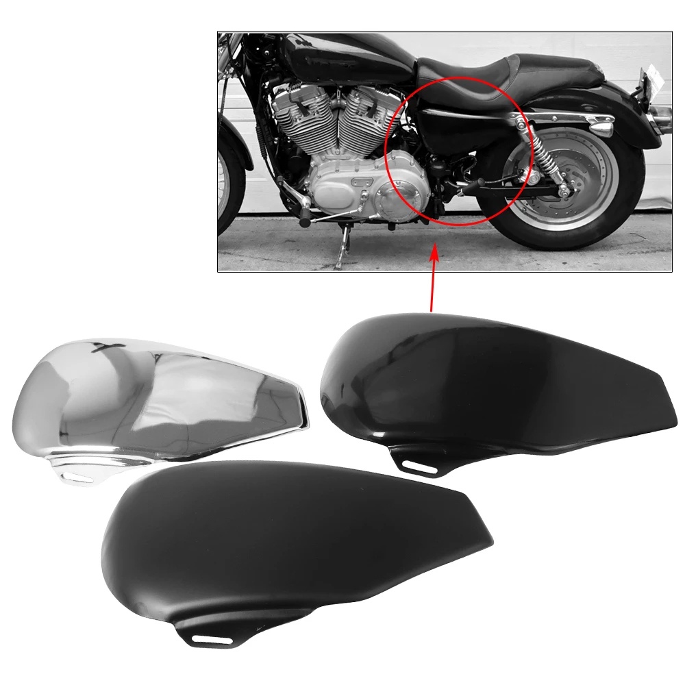 TCMT Left Side Battery Cover Set – Vivid Black Steel For Harley Sportster 883/1200 (2014-2022)