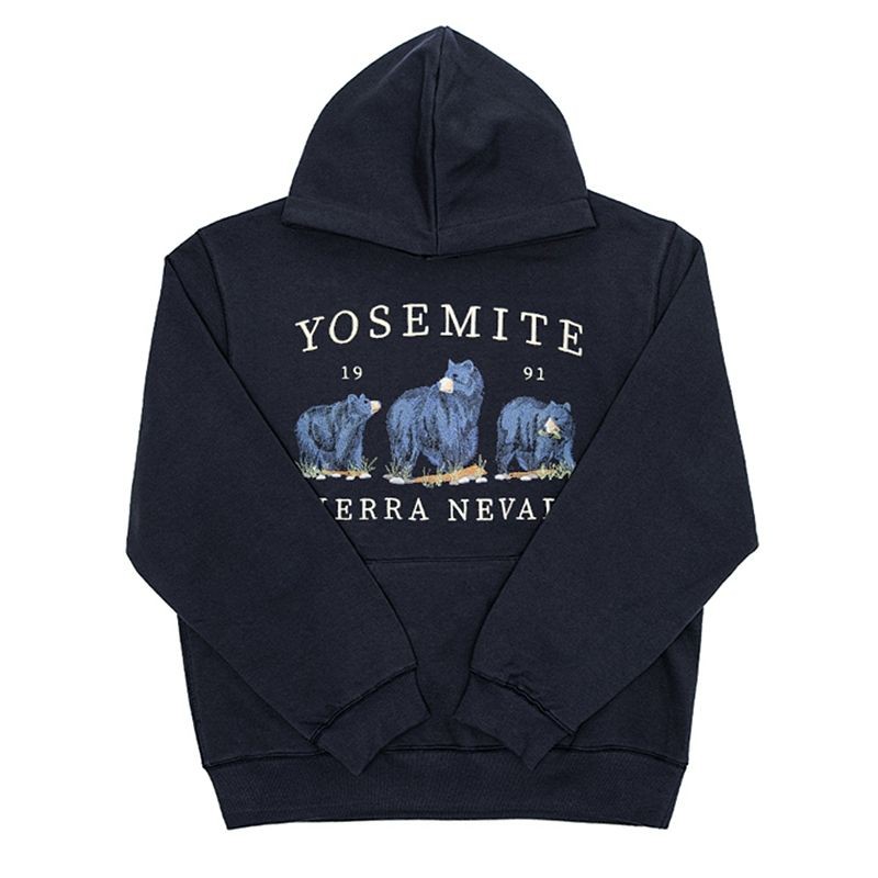 trendy cool unisex brandy melville inspired yosemite embroidered dark grey long sleeved bear hoodie sweater ins 2020 Shopee Malaysia