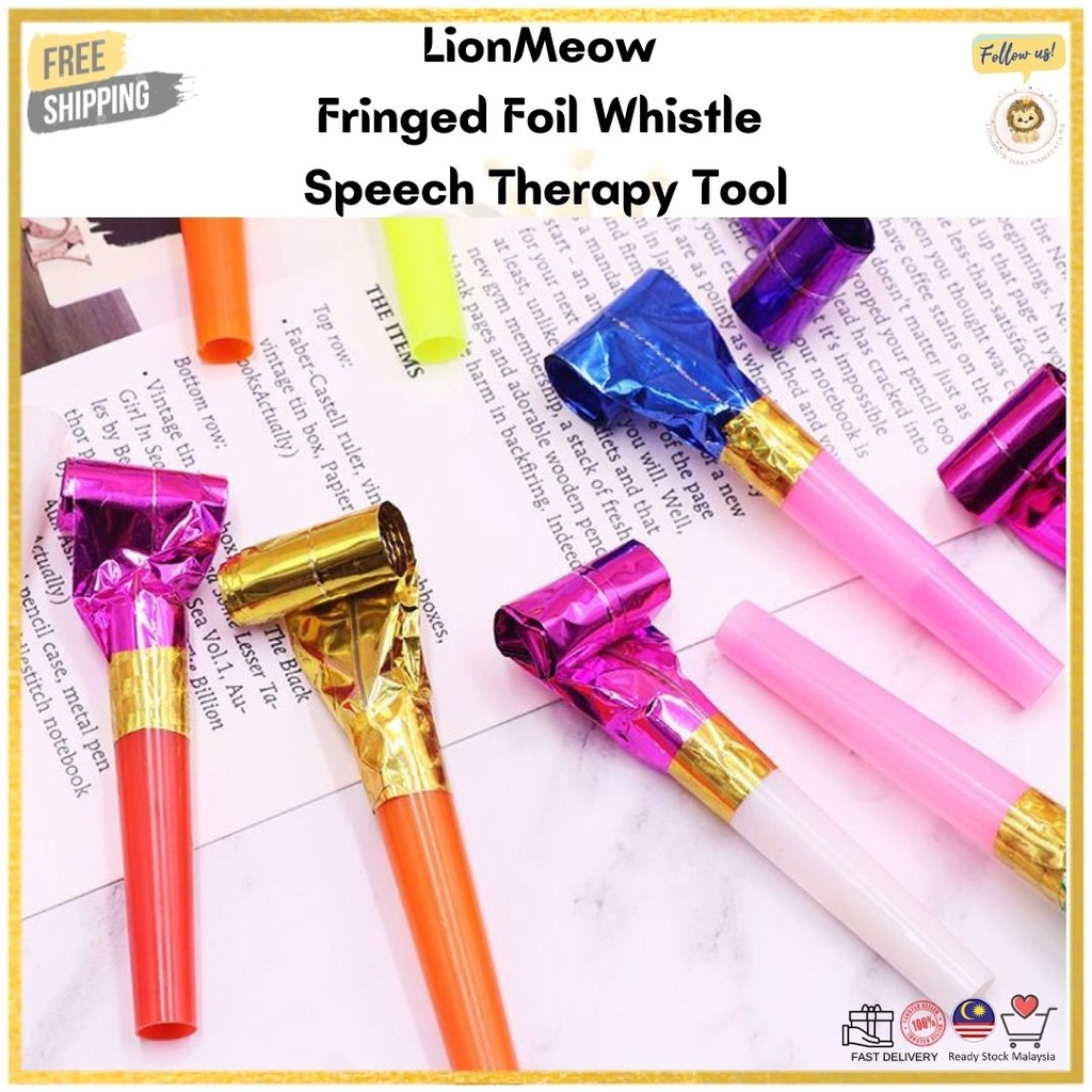 LionMeow Fringed Foil Whistle Speech Therapy Tool ADHD Speech
