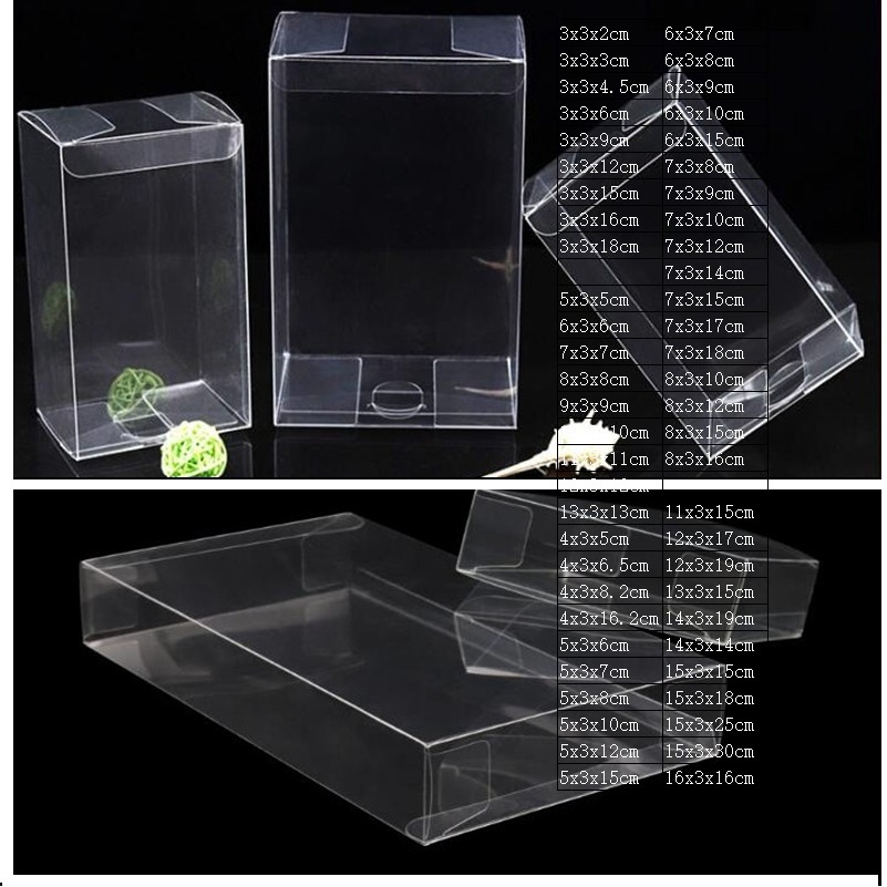 3cm Flat Clear PVC Box 20pcs Plastic Gift Packaging Box 30mm Square PVC ...