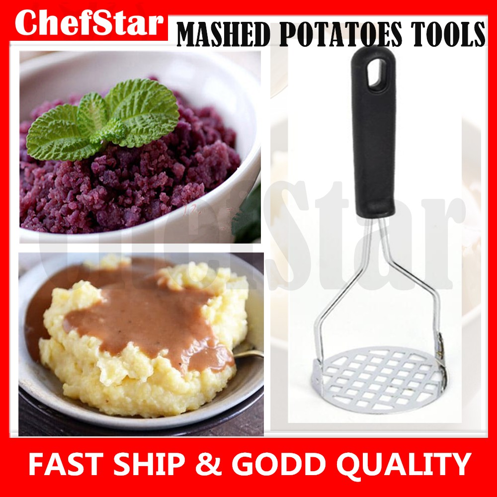 POTATO MASHER Chefstar Stainless Steel Potato Masher Burger Press ...
