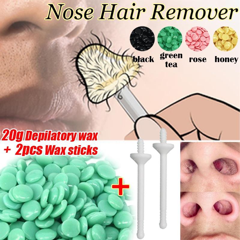 Nasal Wax Hair Removal Kit Contains 20g Wax Beans + 2 Nose Hair Wax Stick Cleaning Tools