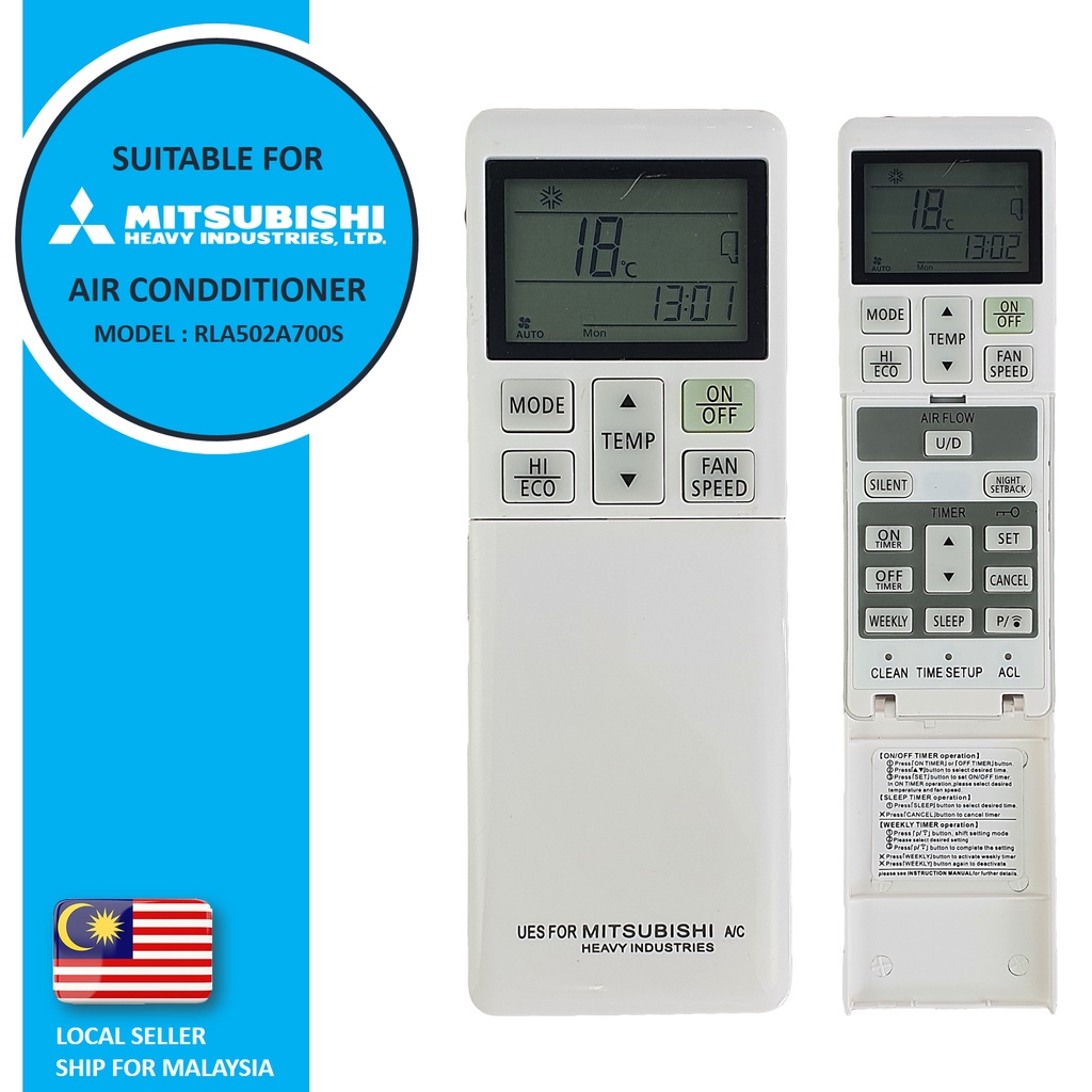 thumbnail image 2 of RLA502A700S Remote Control For Mitsubishi Air Conditioners – SRF25/35/50ZMXA-S 2 of 5