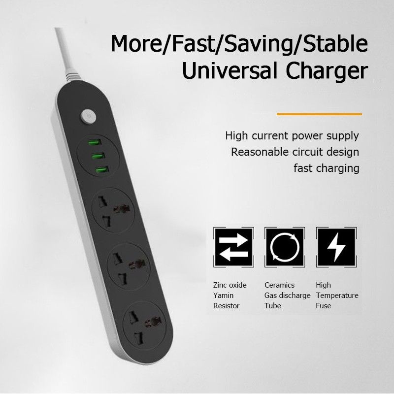 UK Extension Plug 3000W Power Strip Surge Protector Universal Plug