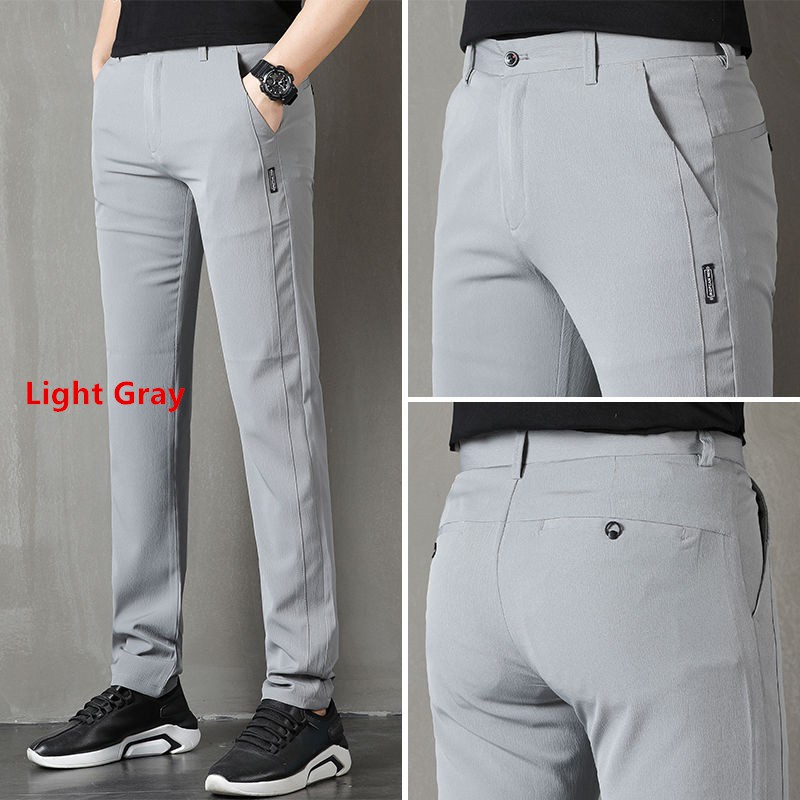 Korean Slim Fit Pants Men 2026.🔥Local Delivery🚚Korean Men's Slim Fit Pants Thin Ice Silk Breathable ...
