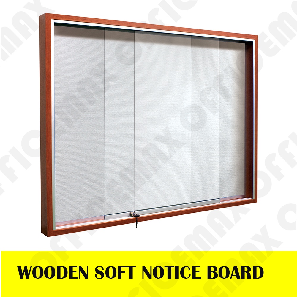 ALL SIZES Wooden Frame Sliding Glass Soft Notice Board /Foam Notice
