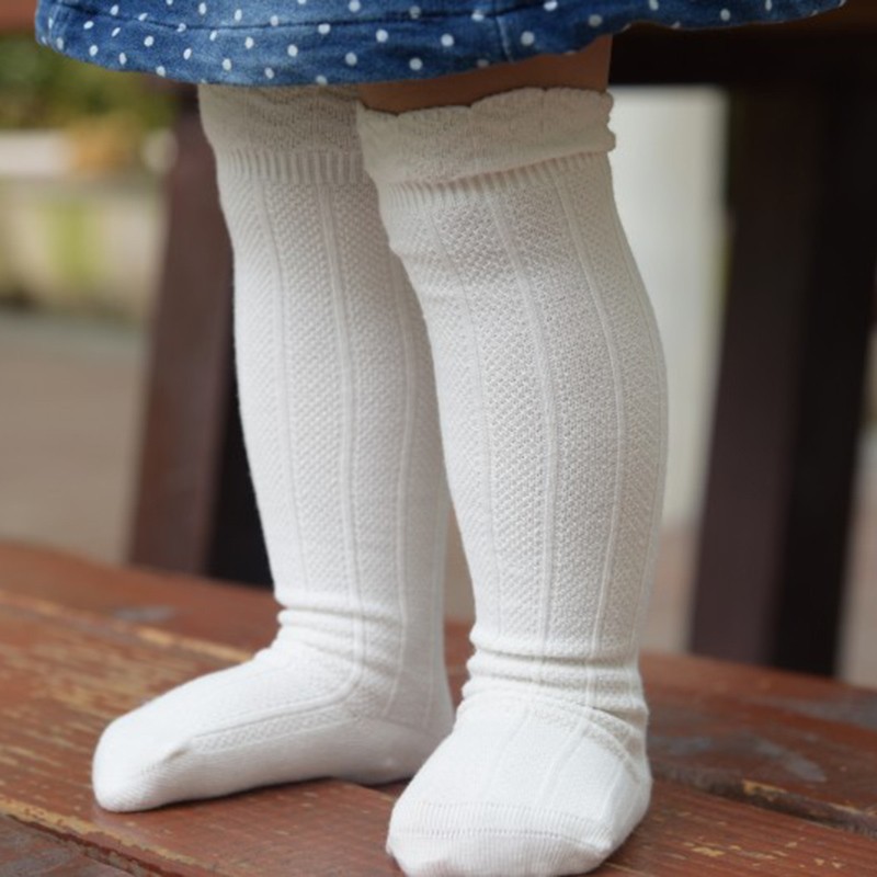 💕Cute Cotton Baby Knee Socks White Lace Baby Girl Socks Newborn Long ...