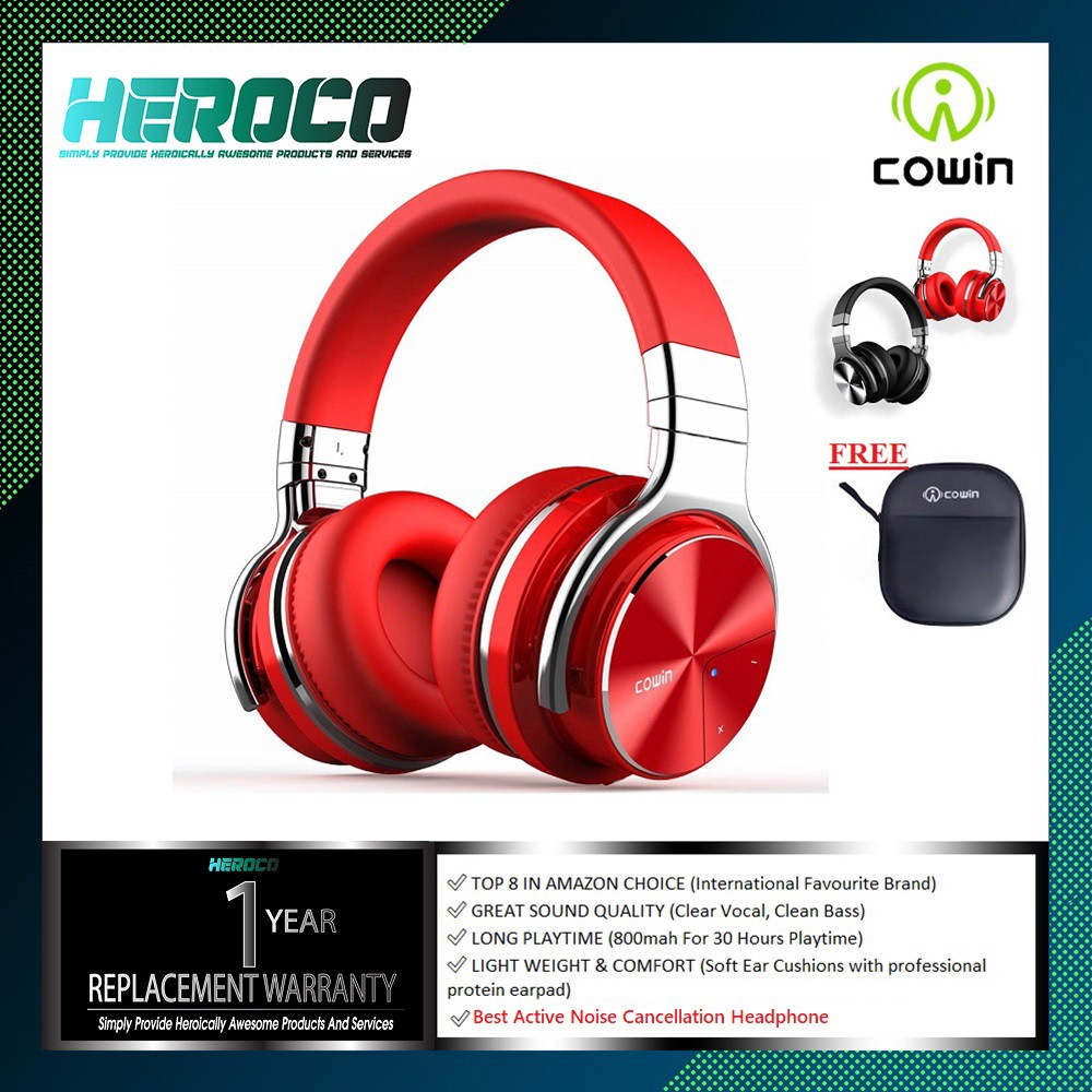 Cowin E7 Red Bluetooth Headset Cowin E7 Pro In Ear Headphones