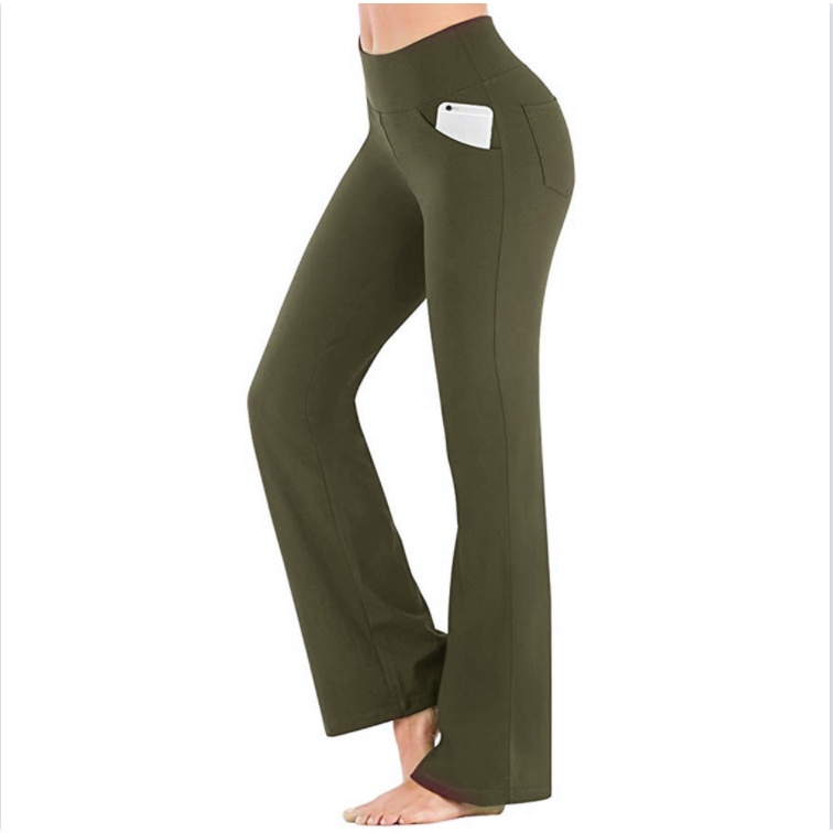 Women's high waist Yoga wide leg pants pocket dance fitness exercise ...