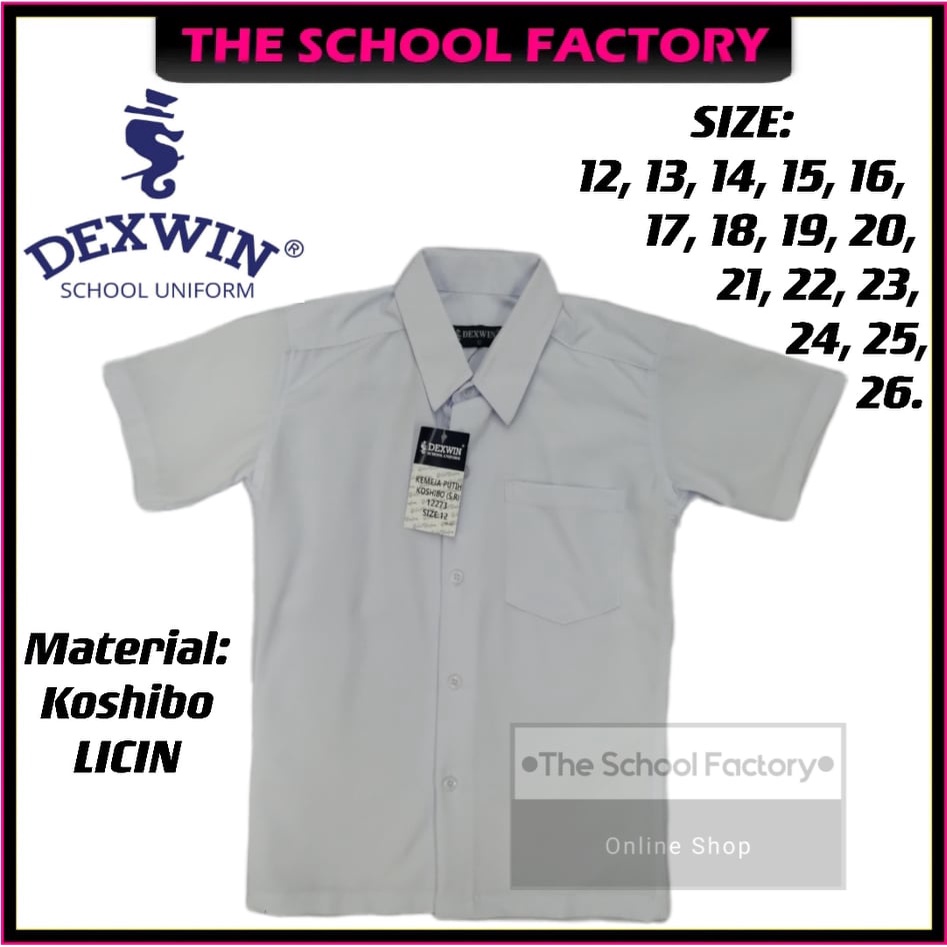 DEXWIN BAJU KEMEJA PUTIH SEKOLAH LENGAN PENDEK NILA WHITE KAIN LICIN ...