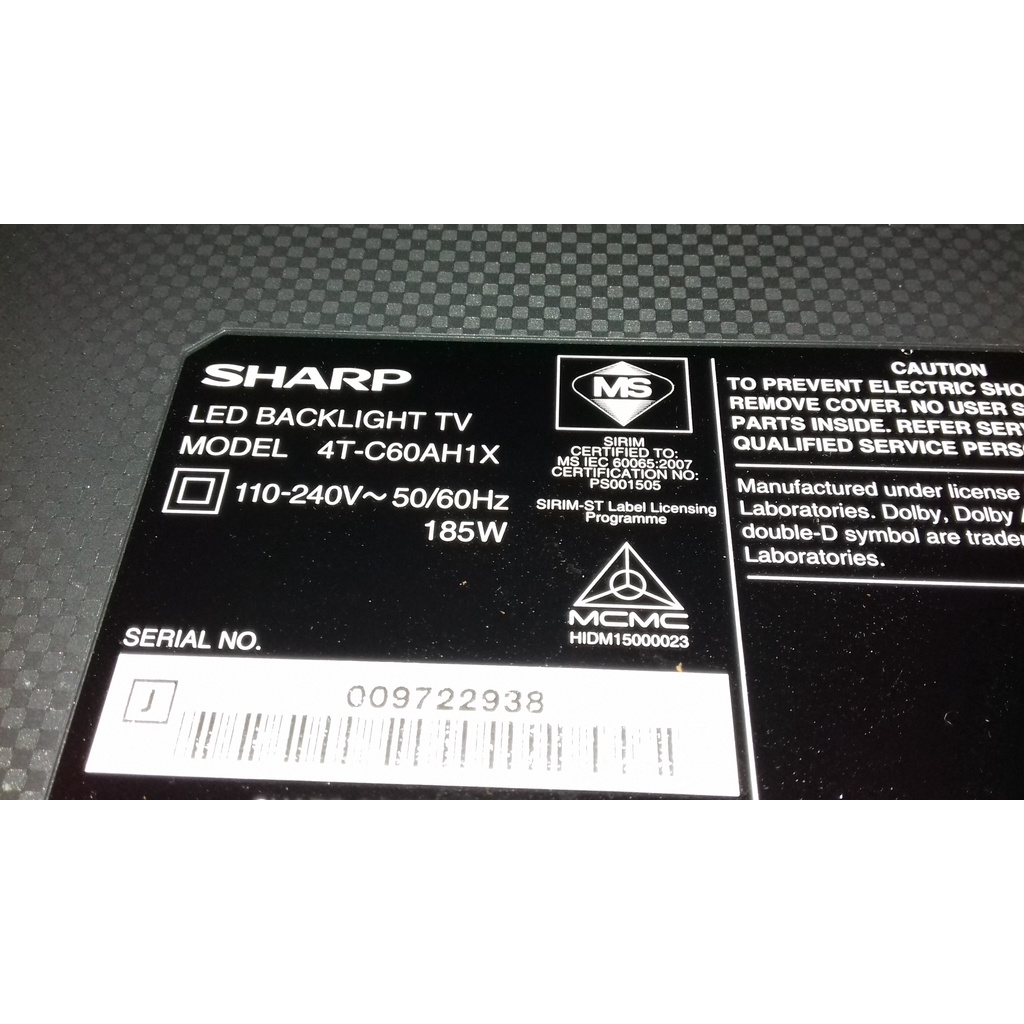 SHARP 4TC60AH1X LED TV SPARE PARTS Shopee Malaysia
