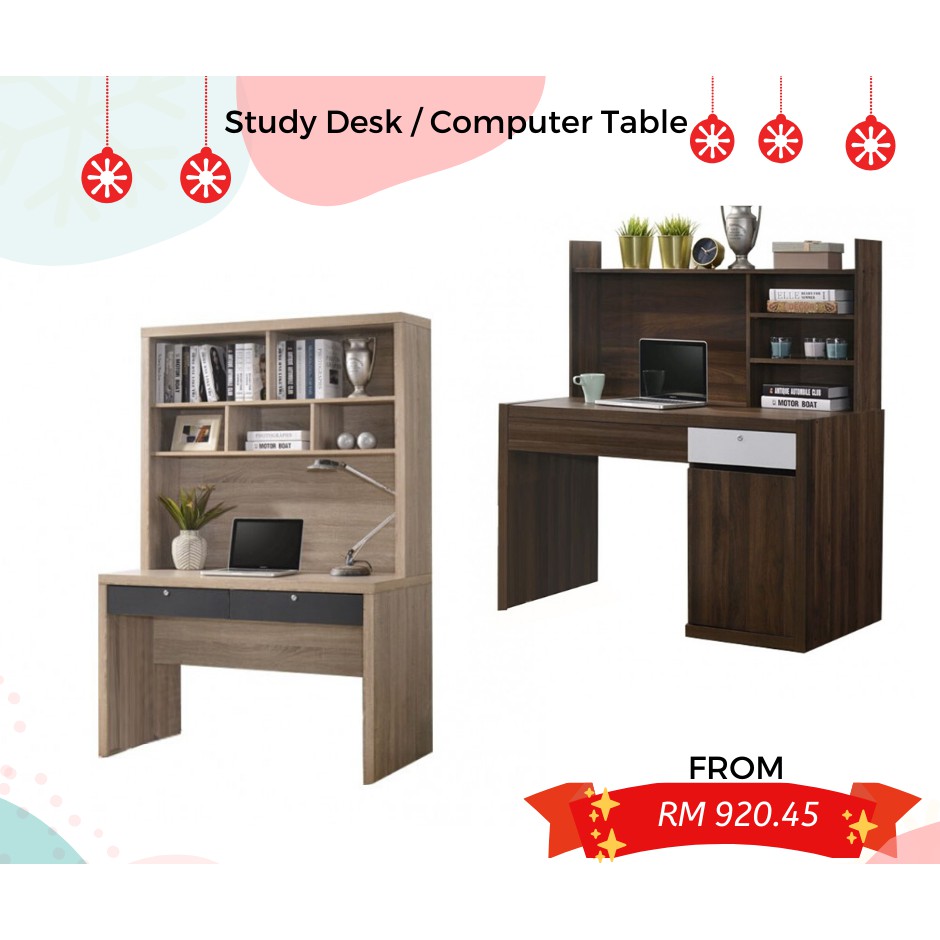 Meja Belajar dengan Rak Buku/Meja Tulis/Study Desk/Study Table/Computer ...