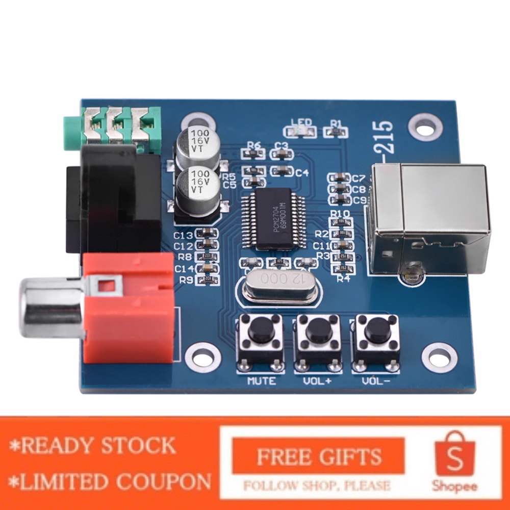 PCM2704 USB DAC Decoder Board – S/PDIF Coaxial & Optical Toslink + 3.5mm Analog Output