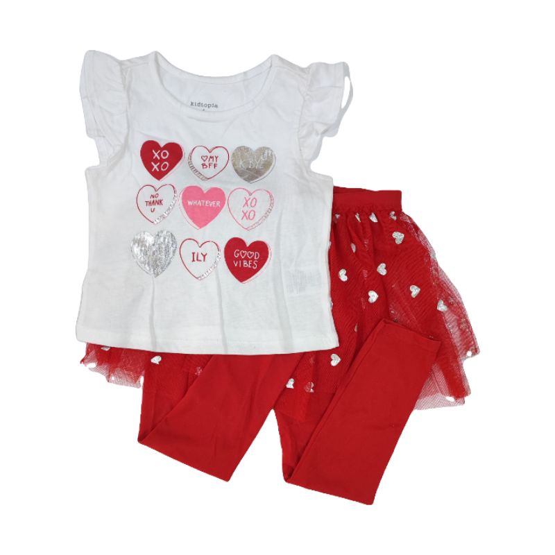 KIDTOPIA 9 love girl kids dress shirt long tutu pant size 4T8T