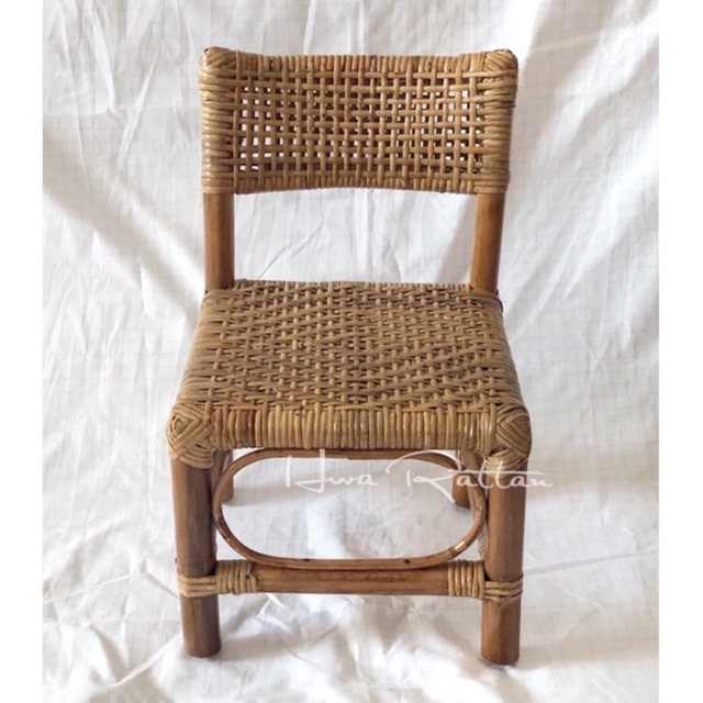 Small kid size rattan chair with backrest / Children rattan chair study