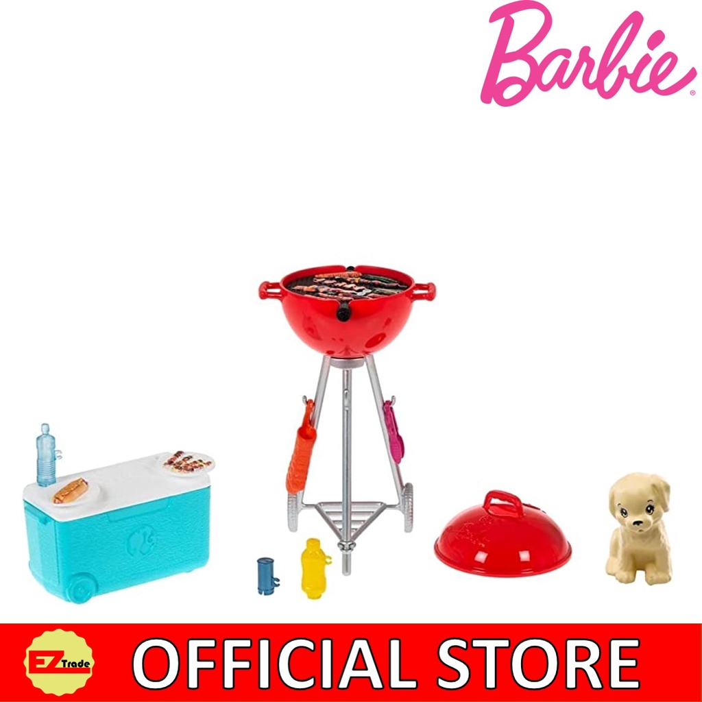 Barbie Mini Playset with Themed Accessories and Pet, BBQ Theme with Scented  Grill, Gift for 3 to 7 Year Olds