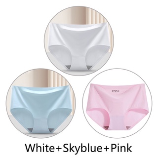 Meile Women Panties Seamless Panties Silk Mid Waist Underwear for Female  Girls Pack Of 3 (Assorted )