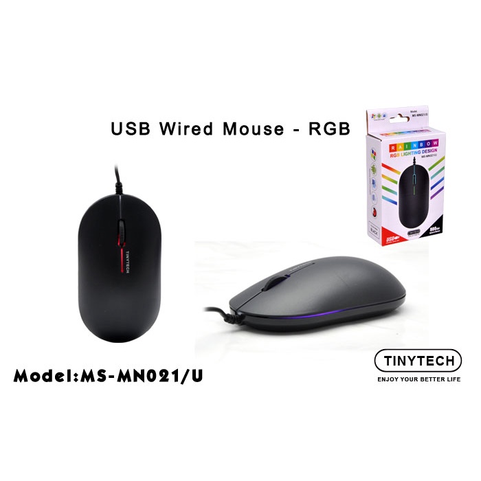 TINYTECH USB OPTICAL MOUSE WITH RAINBOW RGB LIGHTING DESIGN (MS-MN021/U ...
