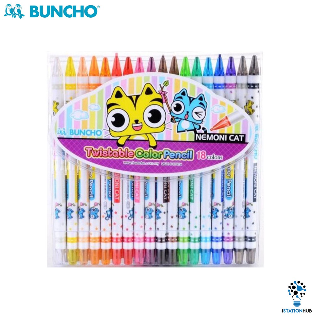 Buncho Twistable Colour Pencil | Pack of 18 | Shopee Malaysia