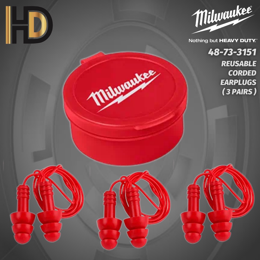 Milwaukee Reusable Corded Ear Plugs 3 PACK 48733151 Shopee Malaysia