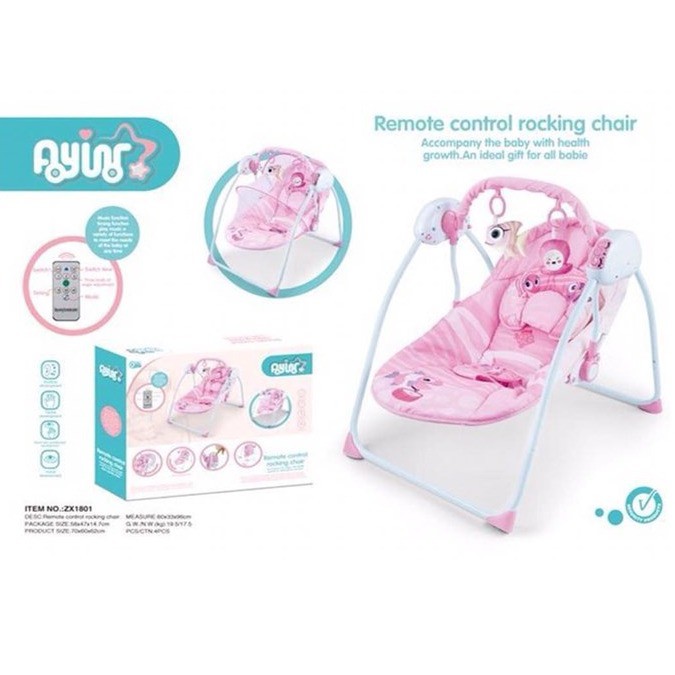 READY STOK New Auto Baby Rocking Chair Swing Rocker With Remote Control Mosquito Net buyaian Shopee Malaysia