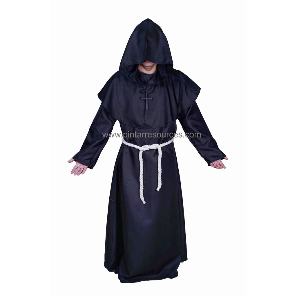 READY STOCK Cosplay Adult Medieval Robe Cloak Priest Wizard Halloween ...