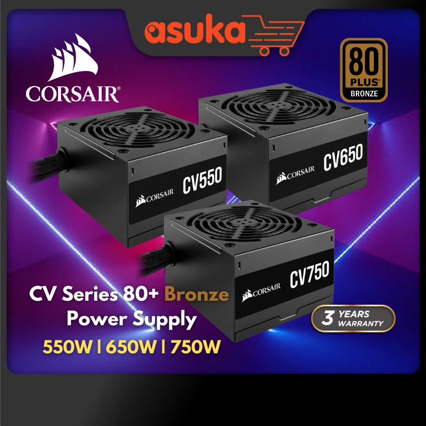 thumbnail image 2 of Corsair CV Series CV550 Watt 80 Plus® Bronze Certified PSU 2 of 14