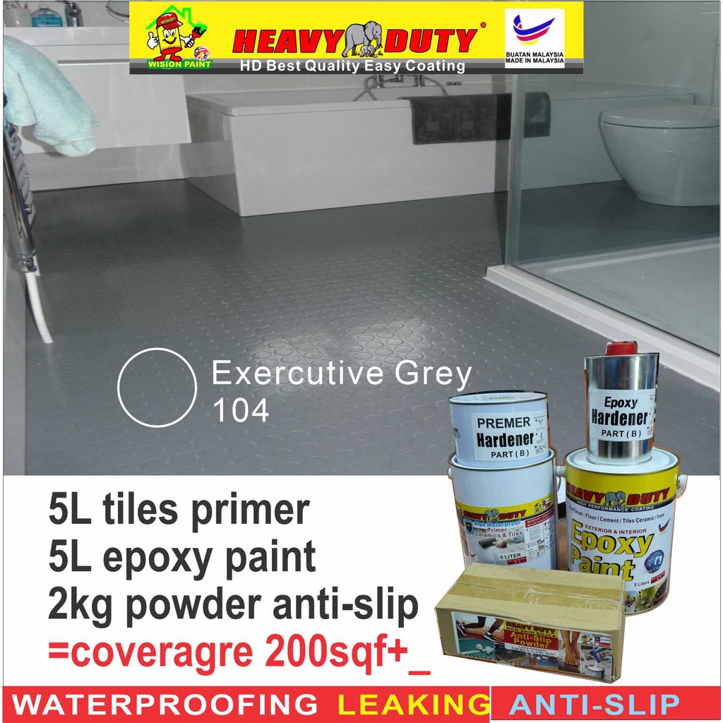 104 EXERCUTIVE GREY / BIG FULL SET Epoxy Floor Coating ( 5L PRIMER