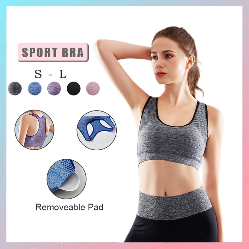Sport Bra Women Breathable Gather Anti-Shake Shockproof Wireless Protection  Scoop Neckline Sleeveless 628