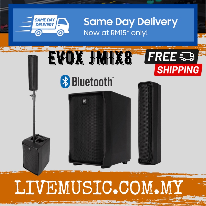 RCF EVOX JMIX8 Active 12" 2-Way 1400W Portable Line Array PA System ...