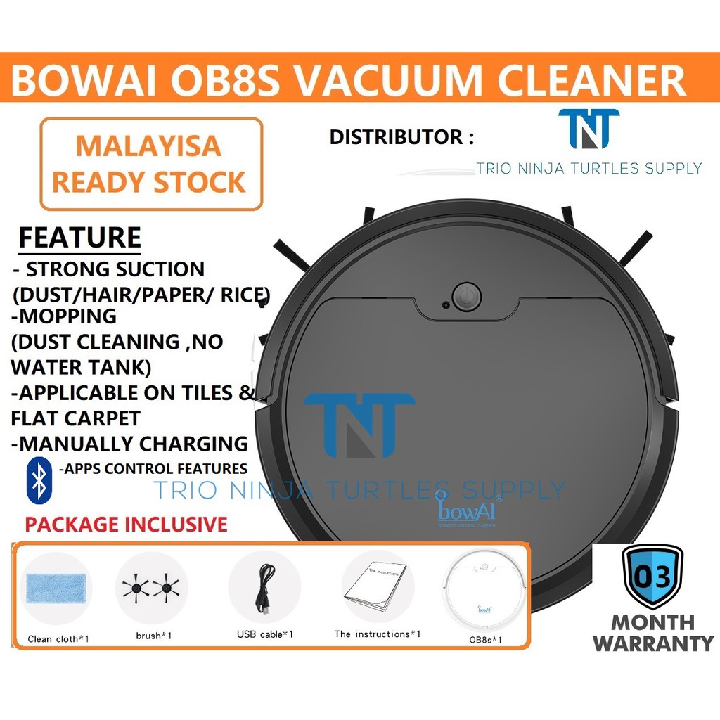 (READY STOCK) BOWAI OB8S ROBOT VACUUM CLEANER 3 IN 1( STRONG SUCTION