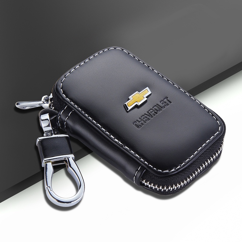 Zipper Key Bag Black Car Key Protector PU Leather Car Logo Key Fob for