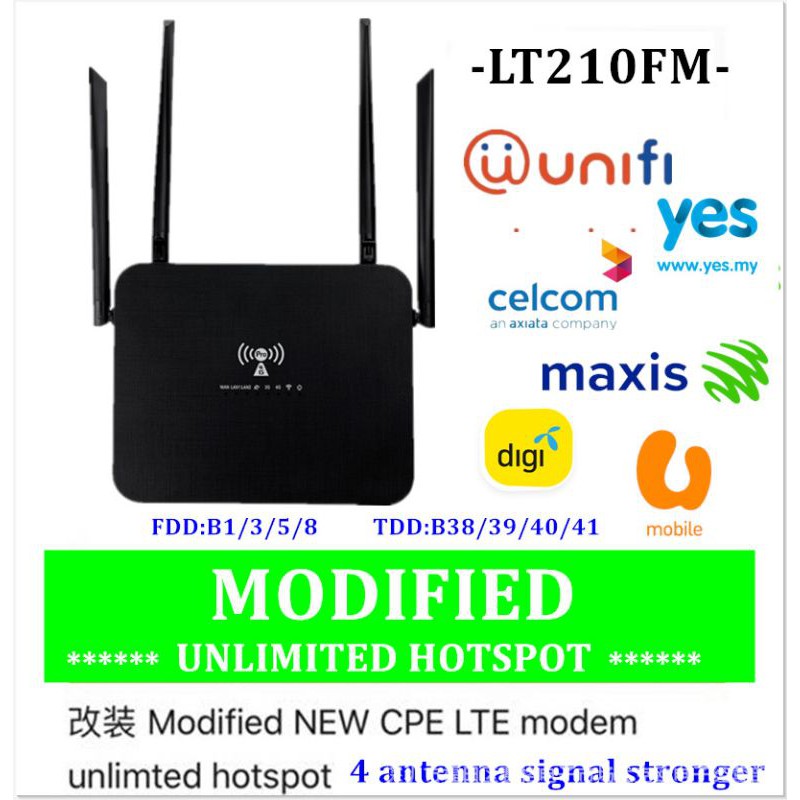 OEM Modem Unlimited All Telco Malaysia LT210 RS980 +2021/LT210 Wireless