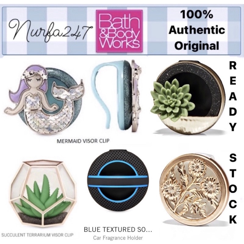 Bath and body works scentportable car air freshener visor clip holder fragrance perfume pewangi