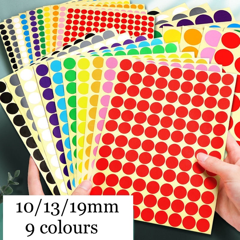 🇲🇾1 pc Round Dot Sticker 10/13/19mm Assorted Color Self adhesive round