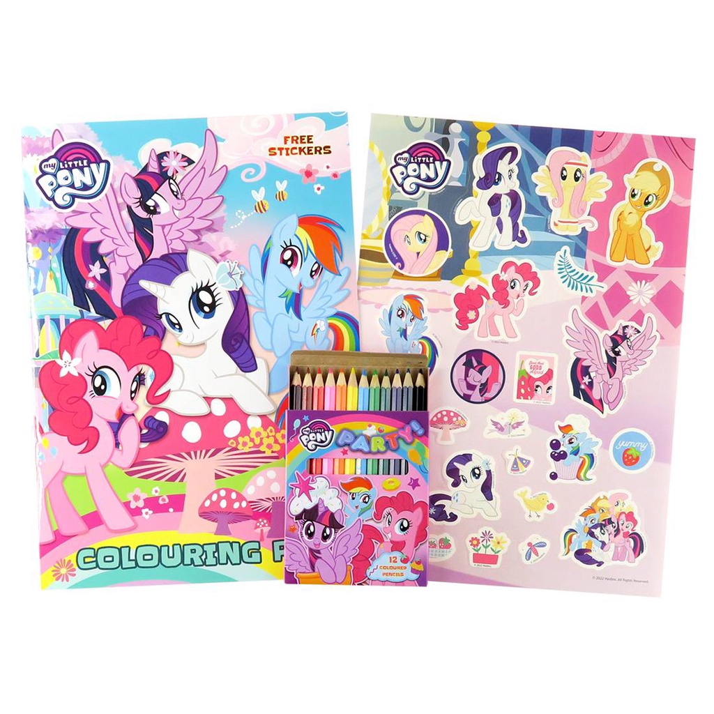 My Little Pony | Colouring Set | My Little Pony Colouring Book with 12 pcs Colour Pencil + Free ...
