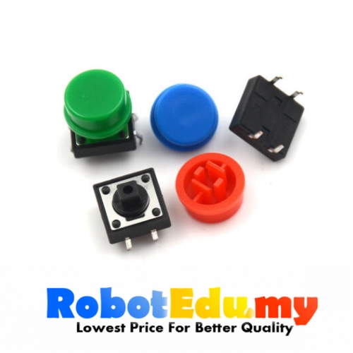 Push Button / Butang 12*12mm With Button Cap Random Blue/Red Tact Switch