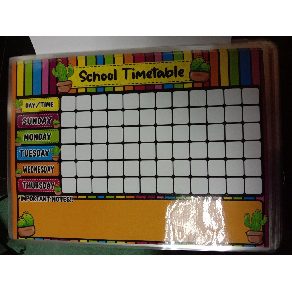 Jadual Waktu Sekolah / School TimeTable [Ready Stock} Saiz A4 | Shopee ...