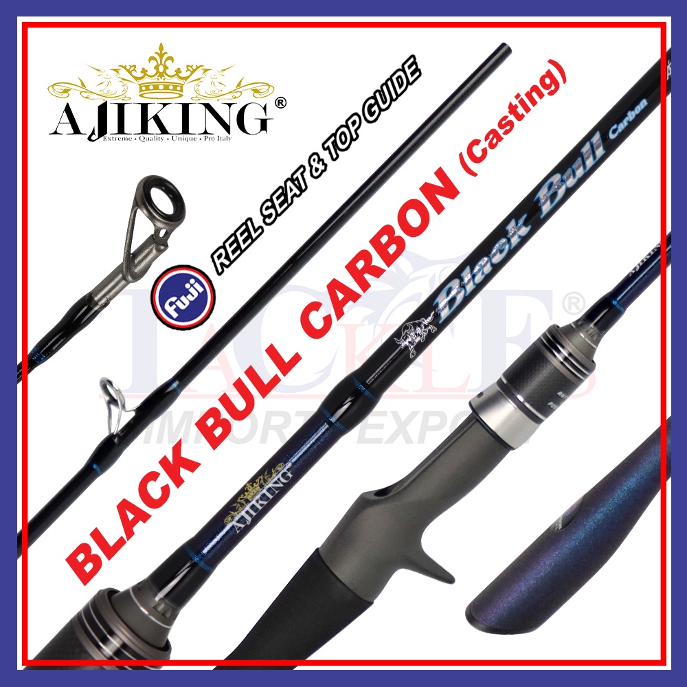 (Casting) 5'9ft-6'3ft Ajiking Black bull Carbon Casting Fishing Rod ...