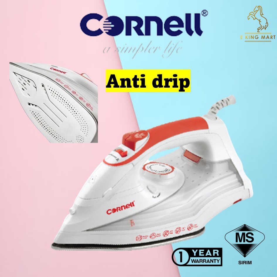 CORNELL Steam Iron Stainless Steel Soleplate No Burn Iron CSI-E220SRD ...