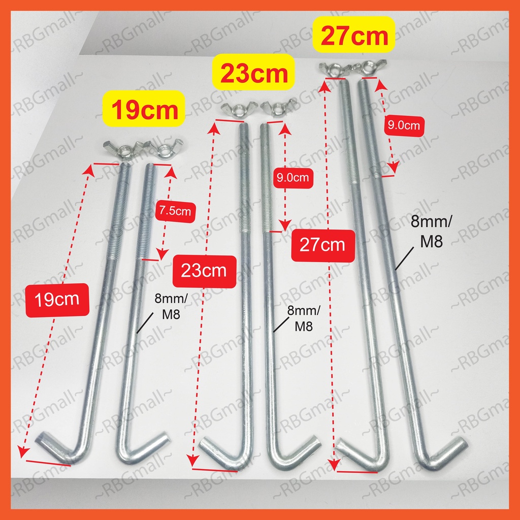 Car Battery Hook Rod 19 cm 23 cm 27 Mounting Rod Batang Besi Cangkuk
