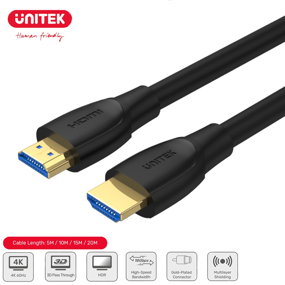 Unitek Extra Long HDMI 2.0 Cable Male To Male Support Up To 4K 60Hz ...